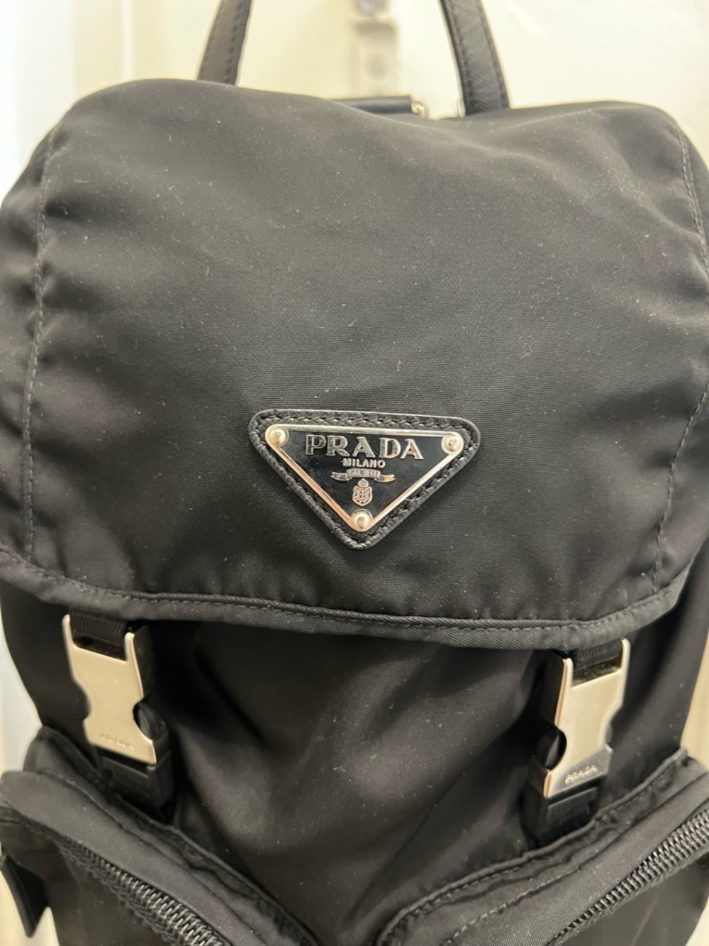 Prada Black Drawstring Nylon Backpack - Picture 2 of 12